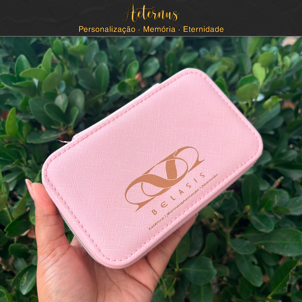 Carteira rosa personalizada com gravação Bellasis