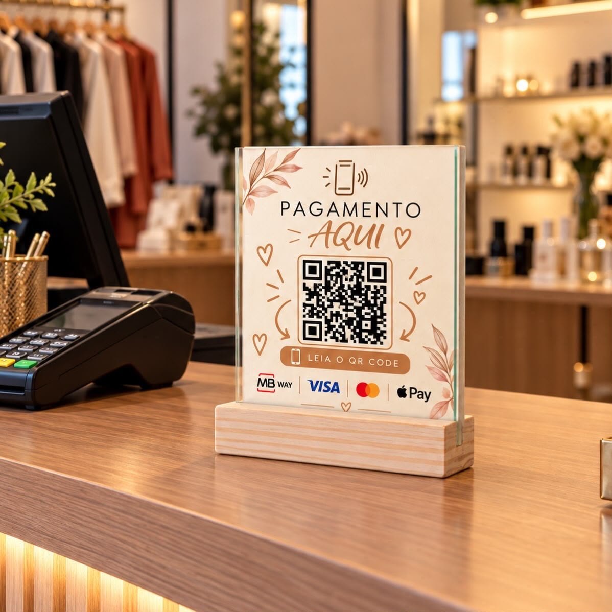 Moldura de pagamento Mbwey e QR Code Personalizada em MDF e vidro (10x10 cm)